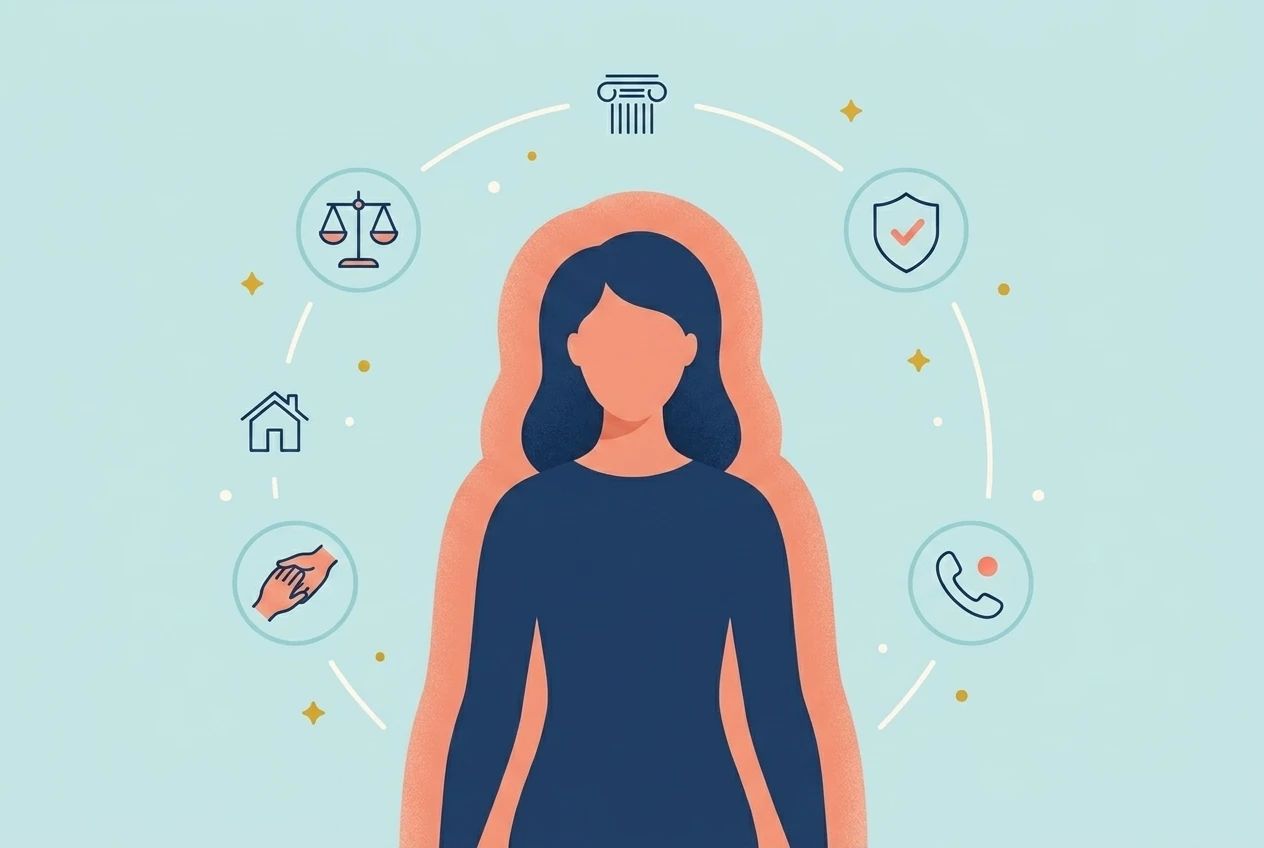 Illustration du cadre juridique français pour femmes victimes de pervers narcissique